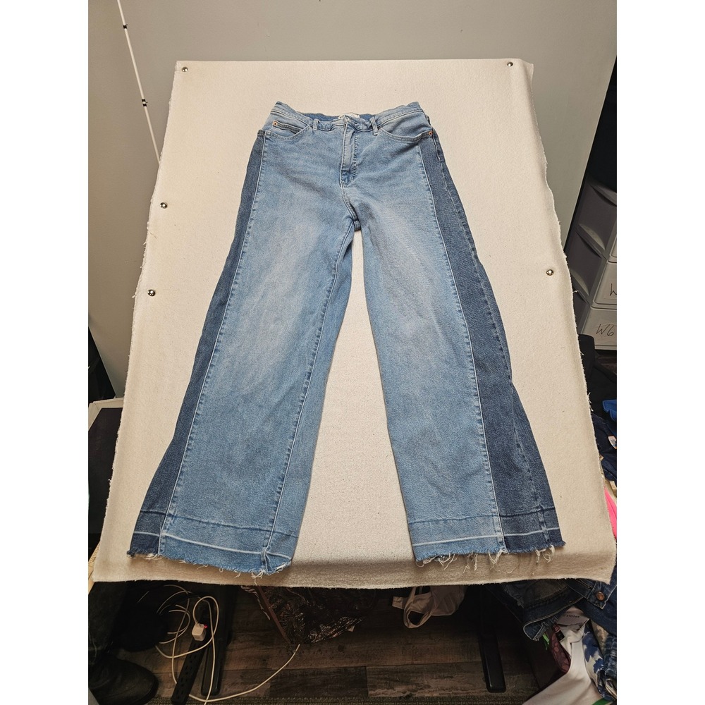 Jessica Simpson Freesia High Rise Wide Leg Two Tone Jeans Blue Size 10